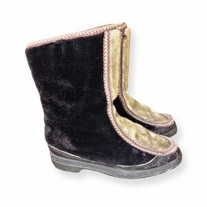Vintage Vtg 1970s Snowland Faux Fur Size Zip Winter Boho Boots Women's Size 6